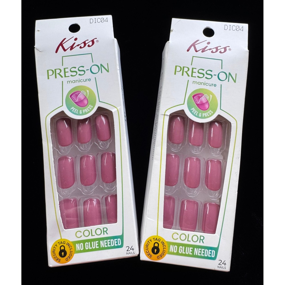 Kiss Press-On Manicure 2 Pack Lean On Me Mauve Pink Medium Gel Nails DIC04